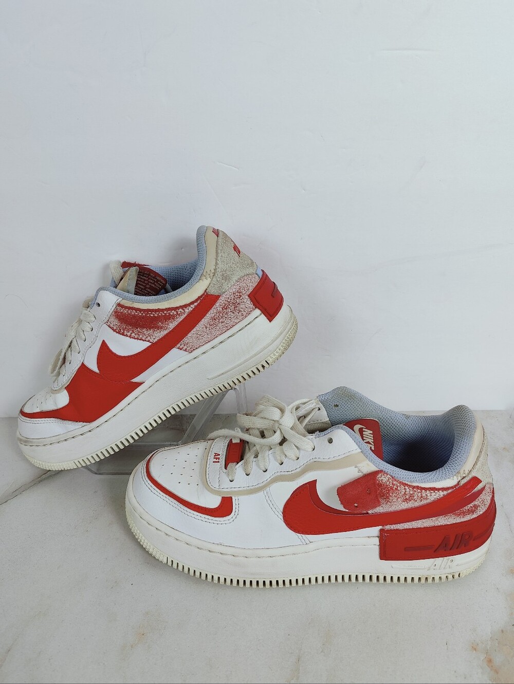 Nike Women's Air Force 1 Low Shadow 'Red Cracked Leather' Sneakers, 7.5 - Picture 2 of 10